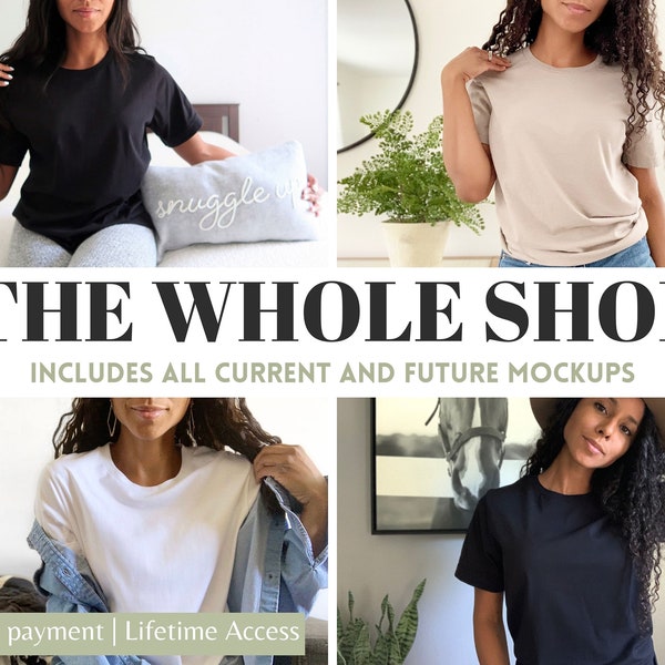 Whole Shop Mockup Bundle, Existing Mockups and All Future Additions, All Time Access, Bella Canvas 3001 Mockup, Gildan Mockup, Model Mockup