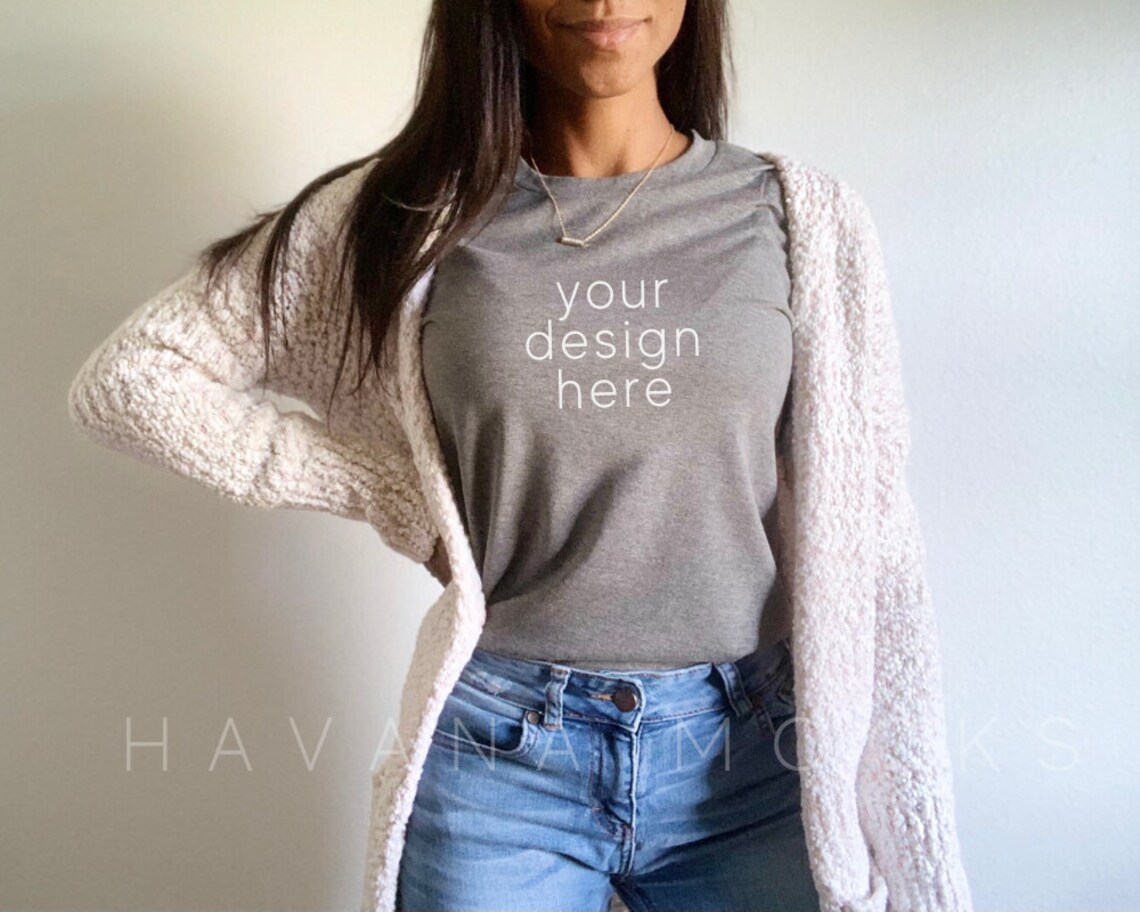 Bella Canvas 3001 Heather Deep Mockup Grey T-shirt Mockup - Etsy