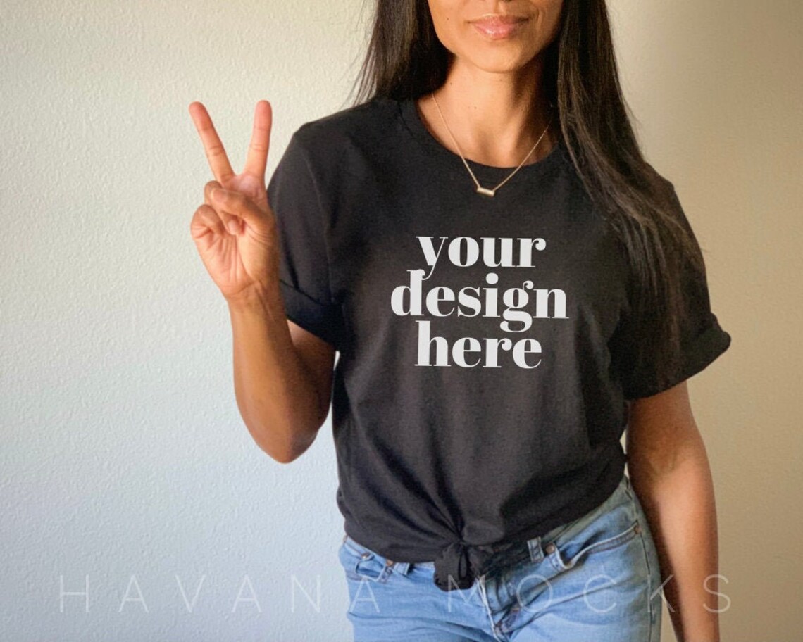 Download Bella Canvas 3001 Black Mockup Black T-shirt Mockup Boho | Etsy