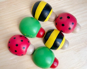 Juego de insectos de madera para jardín - Juego con piezas sueltas - Contenedor sensorial Waldorf