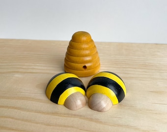 Juego de abejas y colmena de madera - Juguete inspirado en la naturaleza y la primavera de la pedagogía Waldorf