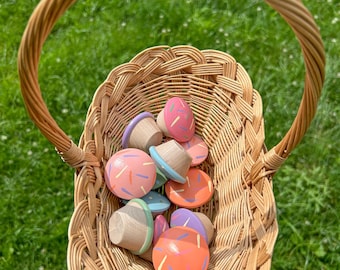 Juguete de madera para cupcakes - Comida de imitación - Cupcake de cumpleaños