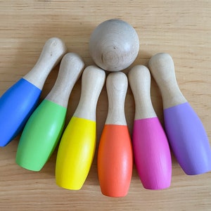 Wooden Bowling Set for Kids - Montessori Toddler Game