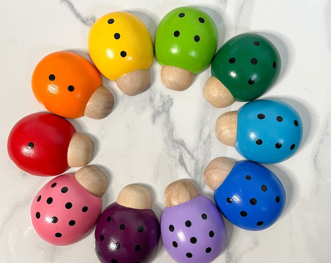 Wooden Lady Bugs - Counting Lady Bugs - Loose Parts Play