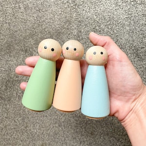 Large Wooden Peg People - Handmade Peg Dolls