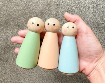 Muñecos de madera de clavija grandes - Muñecos de clavija hechos a mano