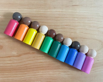 Muñecas de madera con clavijas - Muñecas Montessori con clavijas - Juego con piezas sueltas