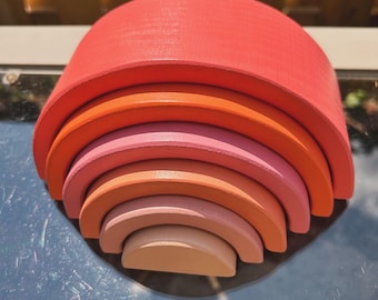 Juguete apilador de arcoíris de madera - Personalizable