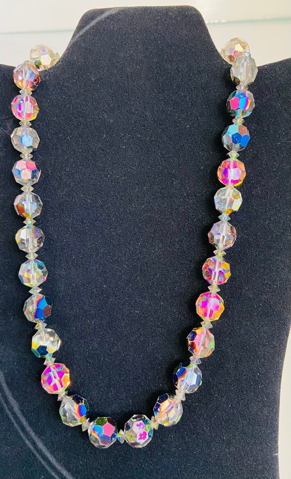 Vintage Shiny Glittery Glass Bead Necklace - image 1