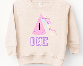 First Birthday Toddler Sweatshirt Vintage One Year Old Birthday Pullover Crewneck Unisex Natural Toddler Tee Shirt