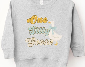 One Silly Goose Baby Sweatshirt, First Birthday Baby Bodysuit, Cute Baby sweatshirt, Funny Silly Goose Shirt, 1st Birthday Baby Outfit