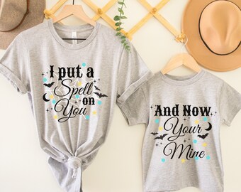 Mommy and Me Halloween T-Shirts, Matching Spell Design