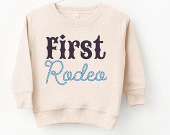 Blue Cowboy Birthday Baby Sweatshirt, This is My First Rodeo Bodysuit, Western Birthday Party Shirt, Boy First Birthday Gift