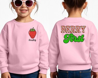 Berry First Birthday Baby sweatshirt, Strawberry Baby Bodysuit, 1st Birthday Girl Outfit, Short Sleeve Romper, Baby Gift
