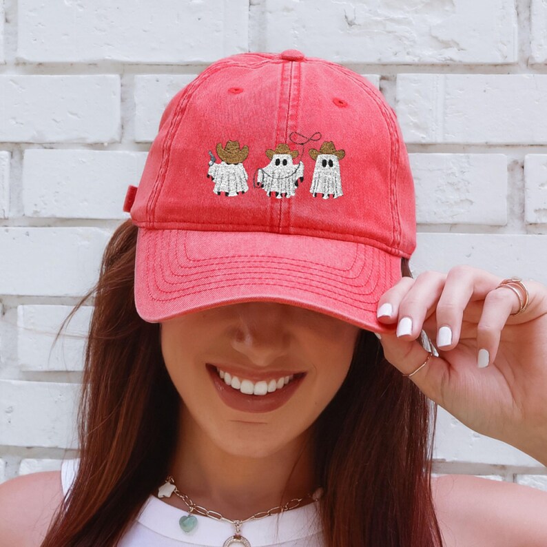 Ghost Embroidered Cotton Twill Cap - Spooky Halloween Hat - Etsy