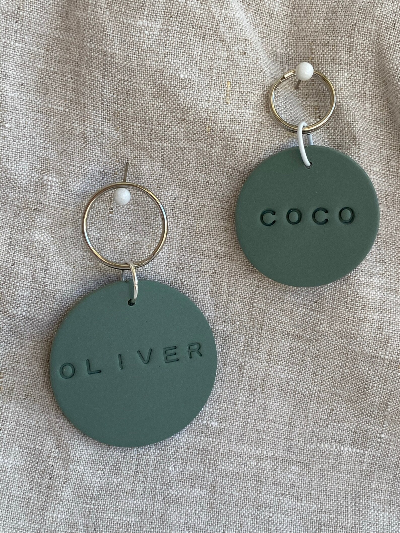 Polymer Clay Dog Tag Classic Round in Teal Etsy