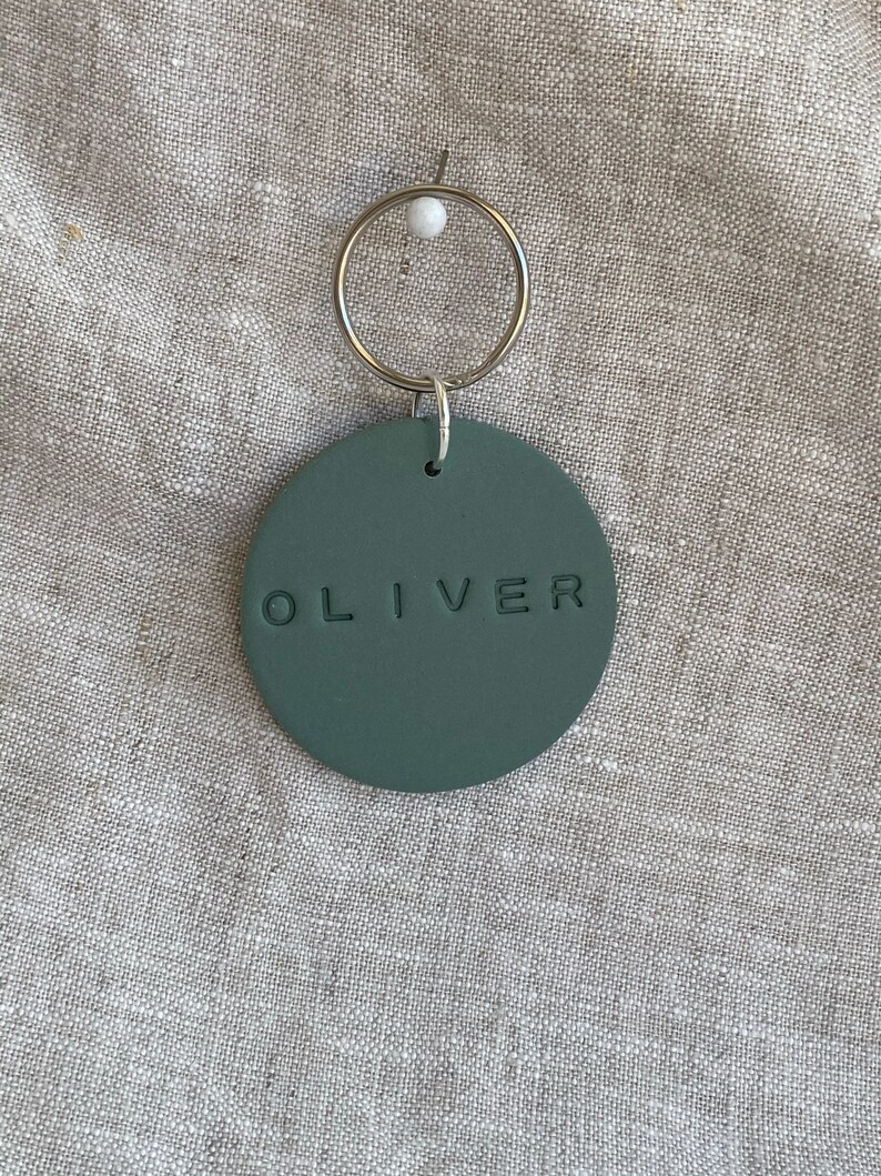 Polymer Clay Dog Tag Classic Round in Teal Etsy