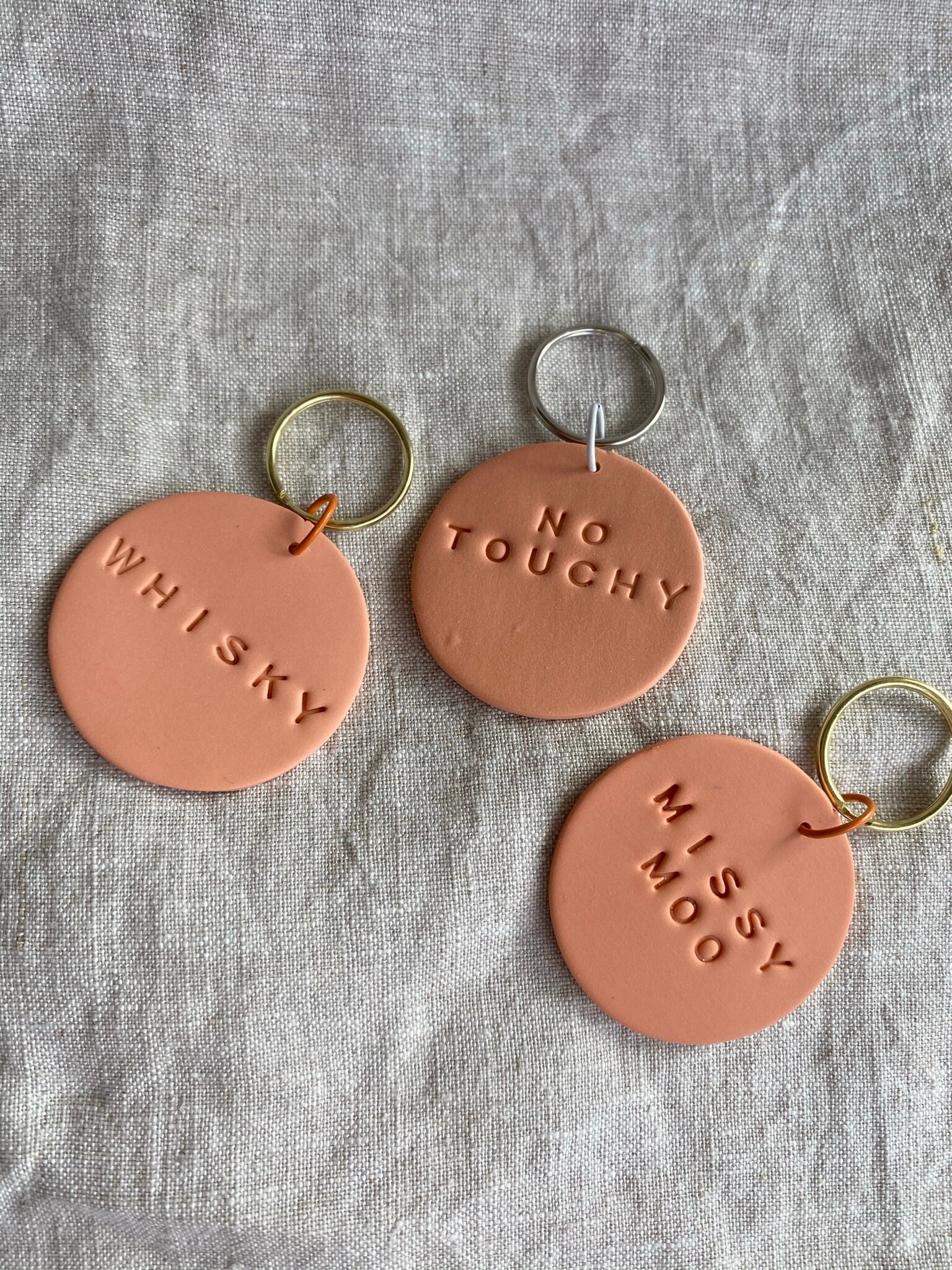Polymer Clay Dog Tag Classic Round in Peach Etsy