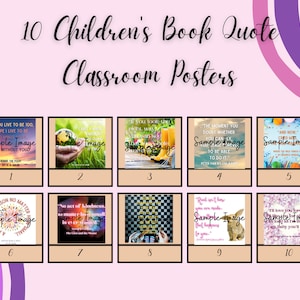 10 Children&#39;s Book Digital Download Quote Elementary Classroom Posters
