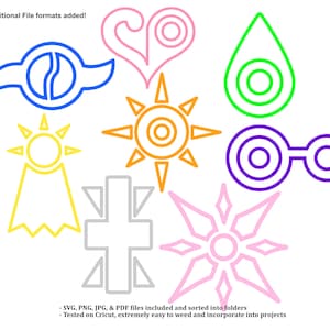 Digimon Anime DigiDestined Crest: Coragem Amizade Amor Conhecimento Confiabilidade Sinceridade Esperança e Luz SVG Vector Digital Download Cricut
