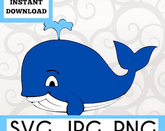 Great Big Whale Instant Download, Great Big Whale PNG File, Sea Life Cut File, Silhouette Cut File, Cricut Ready to Use File, SVG File