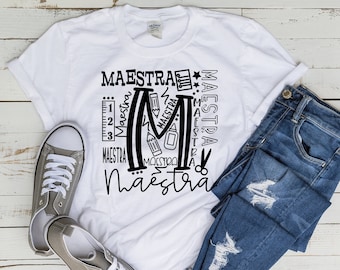 Maestra SVG | Leraar Shirts | Waardering van de leraar | Maestra Overhemden | Latina Overhemden | Geschenken voor docenten | Cricut SVG | Schoolbenodigdheden Shirt