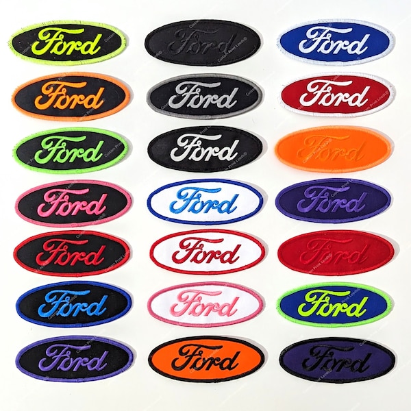 x1 écusson brodé Ford dans une gamme de couleurs, pour voitures Ford, courses de sport automobile, courses de voitures Ford/camions Ford - Thermocollant ou standard