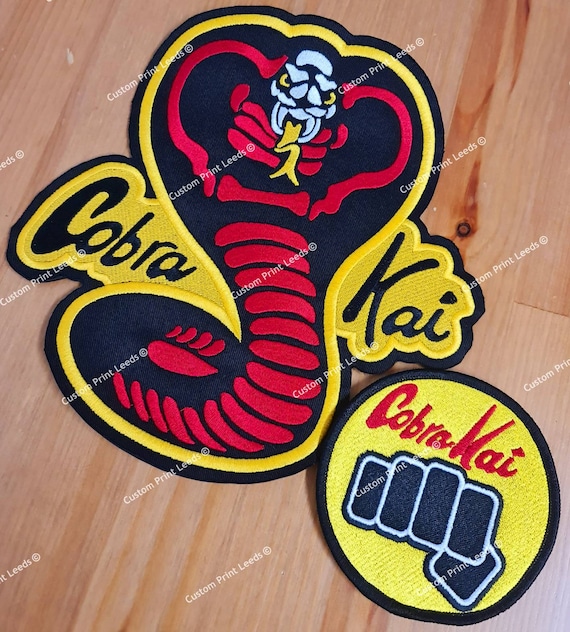Free Postage Cobra Kai Snake and Fist Embroidered Badge Set 