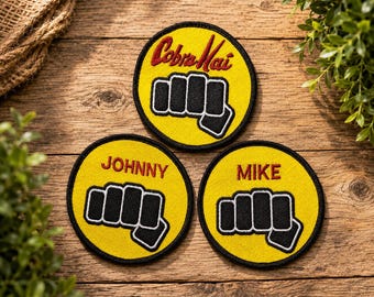 Cobra Kai Fist Embroidered Patch x1, 80s Retro Iron On Available