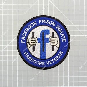 Odznaka/naszywka haftowana z motywem więzienia na Facebooku, zabawna, żartobliwa, nowość - dostępna do prasowania. Sprawdź to!