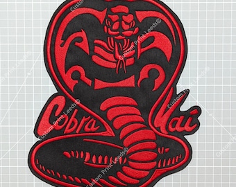 Cobra Kai Embroidered Patch – 10 Inch Red Black Cobra Snack (Iron On)