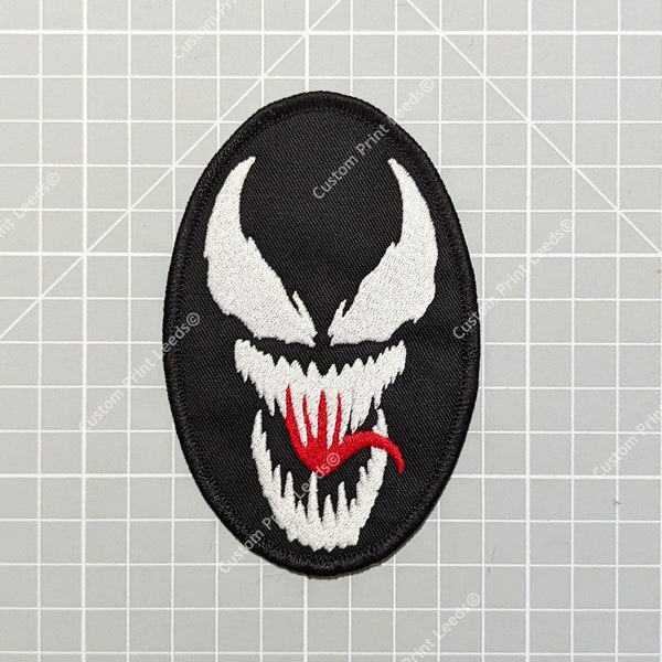 Venom Face Comic Book Villain Embroidered Patch 80's Retro Cartoon Villain Jacket or Bag Patch  - Iron On Available Check it out!