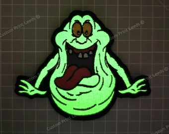 Parche bordado que brilla en la oscuridad de Ghostbusters Slimer: cosplay, Halloween, chaquetas, bolsos. Disponible para planchar.