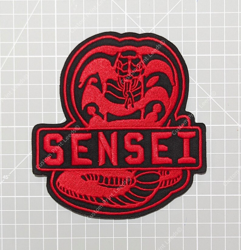 Sensei Lettering Cobra Kai Sensei Red and Black Embroidered Patch – Iron-on Available ...