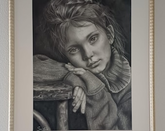 RITRATTO REALISTICO BAMBINA (grafite cretacolor e carconcino)