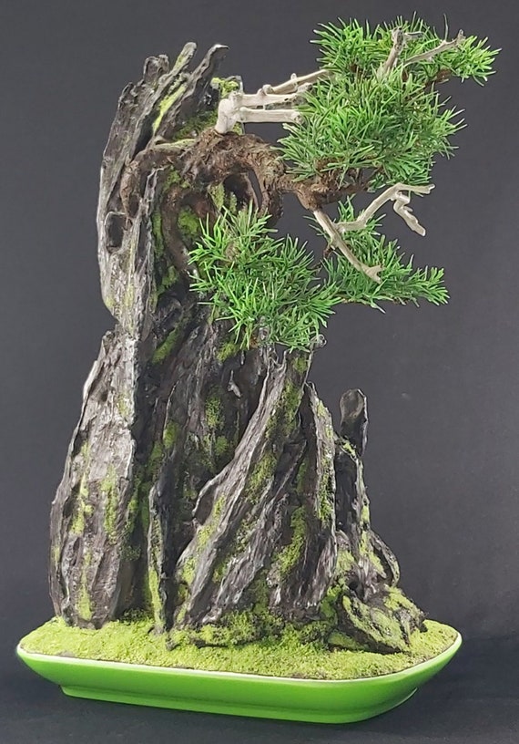 Mighty High Cliff Artificial Bonsai Tree on the Rock real Etsy UK