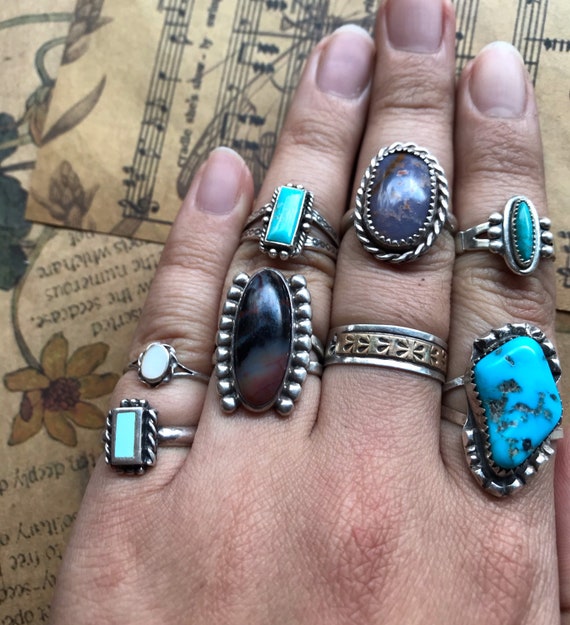 Anillos antiguos de plata esterlina de nativos americanos Etsy Espana