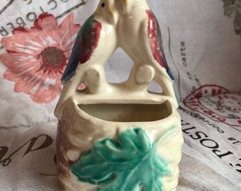 Vintage bird planter Wall pocket