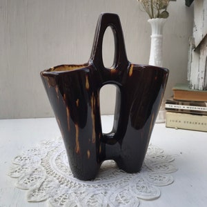 Vintage midcentury pottery double vase