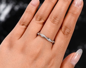 Rings For Women Rose Gold Plated Full Eternity Band Exclusive Rope Rose Gold Wedding Bands Women Promise Ring For Her Wedding Band Women