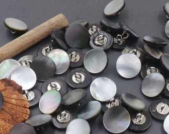 100 Pcs Black Mother-of-Pearl Shell Shank Buttons for Shirt Skirt Suit Coat Suit Dress Sweater Uniform Vest Buttons,10mm,11,5mm,12.5mm