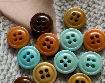 Beige Yellow Brown Blue Corozo Buttons for Haute Couture Jacket Shirt Skirt Suit Coat Suit Dress Sweater, 4-hole Natural Buttons