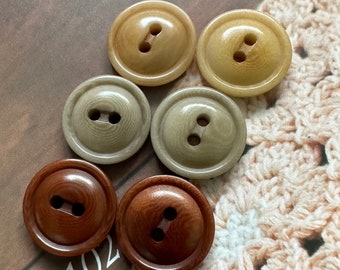 Cream Yellow Brown Corozo Buttons for Haute Couture Jacket Shirt Skirt Suit Coat Suit Dress Sweater, 2-hole Natural Buttons,11.5/15/18/20mm