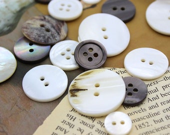 White Gray 2 or 4 Hole Mother-of-Pearl Shell buttons for Shirt Skirt Suit Coat Suit Dress Sweater Uniform Vest Natural Buttons,10mm-25mm