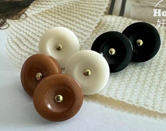 Corozo and Metal Shank Buttons for Shirt Skirt Suit Coat Suit Dress Sweater Uniform Vest, White/Black/Brown,24L=15mm