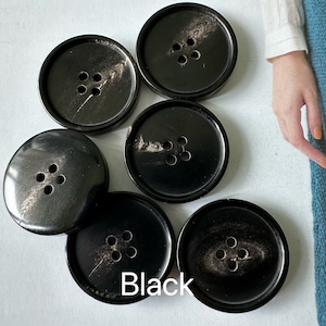 Black and Dark Brown Genuine Horn Buttons, 11.4-28mm, Shirt Skirt Suit Coat Suit Sweater Uniform Haute Couture Button, Natural Buttons #A Black