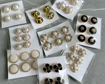 Metal Shank Buttons for Ladies Shirt Skirt Suit Coat Suit Dress Sweater Uniform Vest, Pearl Buttons, White or Black Buttons, 20mm-25mm