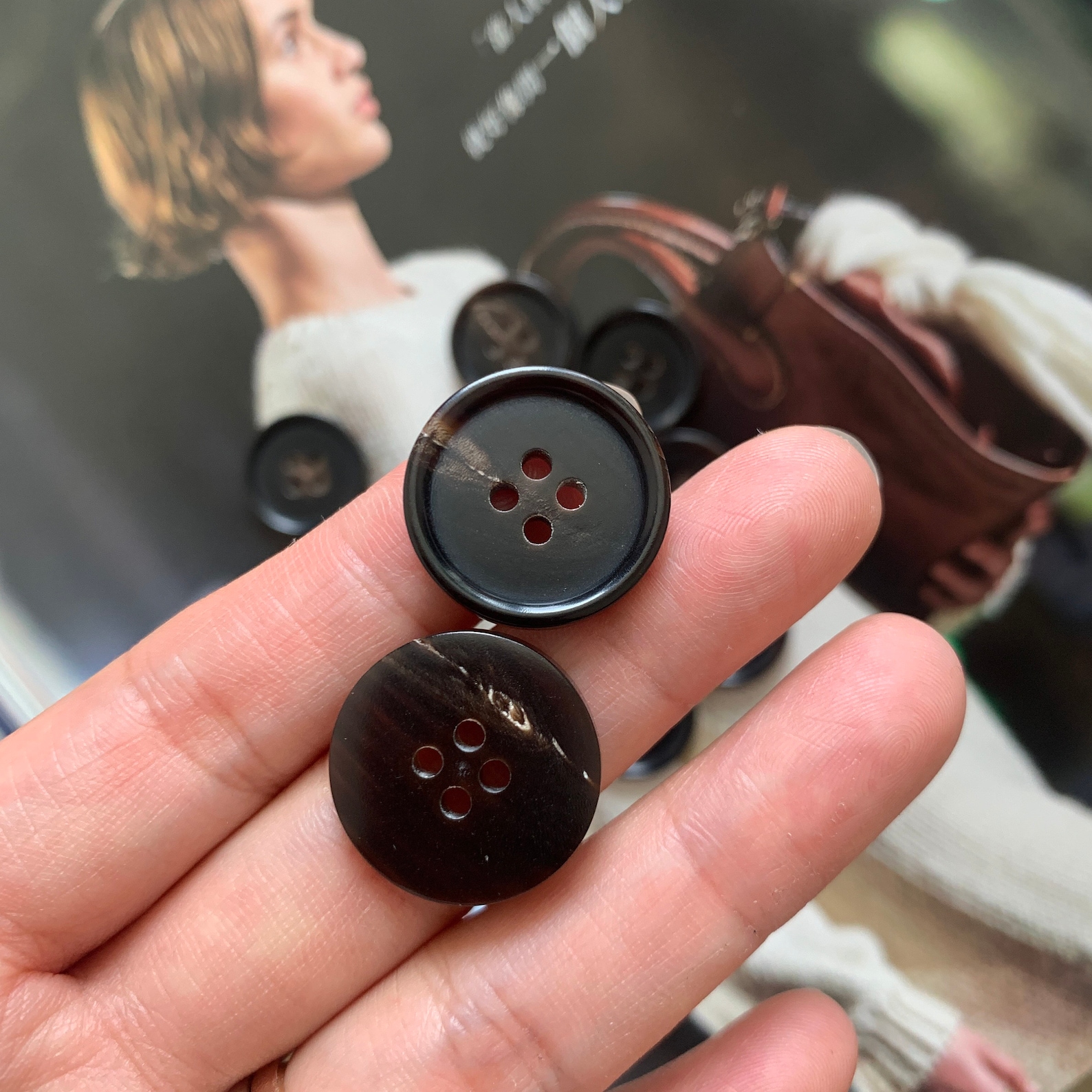 Matte Black And Dark Brown Genuine Horn Buttons 15mm 28mm Etsy