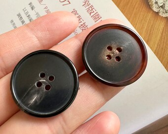 Black and Dark Brown Genuine Horn Buttons, 15-25mm, Shirt Skirt Suit Coat Suit Sweater Uniform Haute Couture Button, Natural Buttons