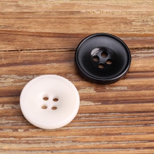 50/100 Pcs 11.5mm White Black Corozo Buttons for Haute Couture Jacket Shirt Skirt Suit Coat Suit Dress Sweater, 4-hole Natural Buttons